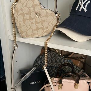 Coach Heart-Shaped Beige Crossbody Bag